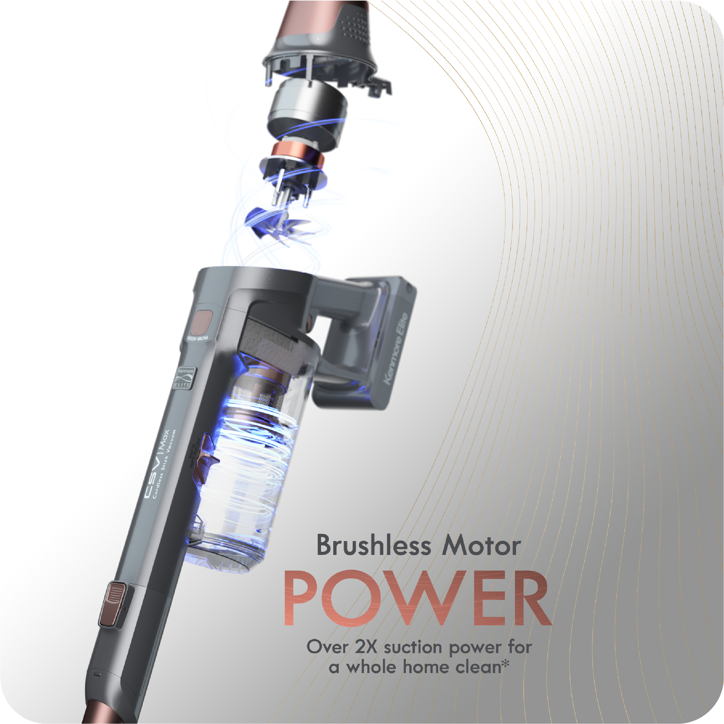 Stick Vacuum cleaner with brushless motor on a white background