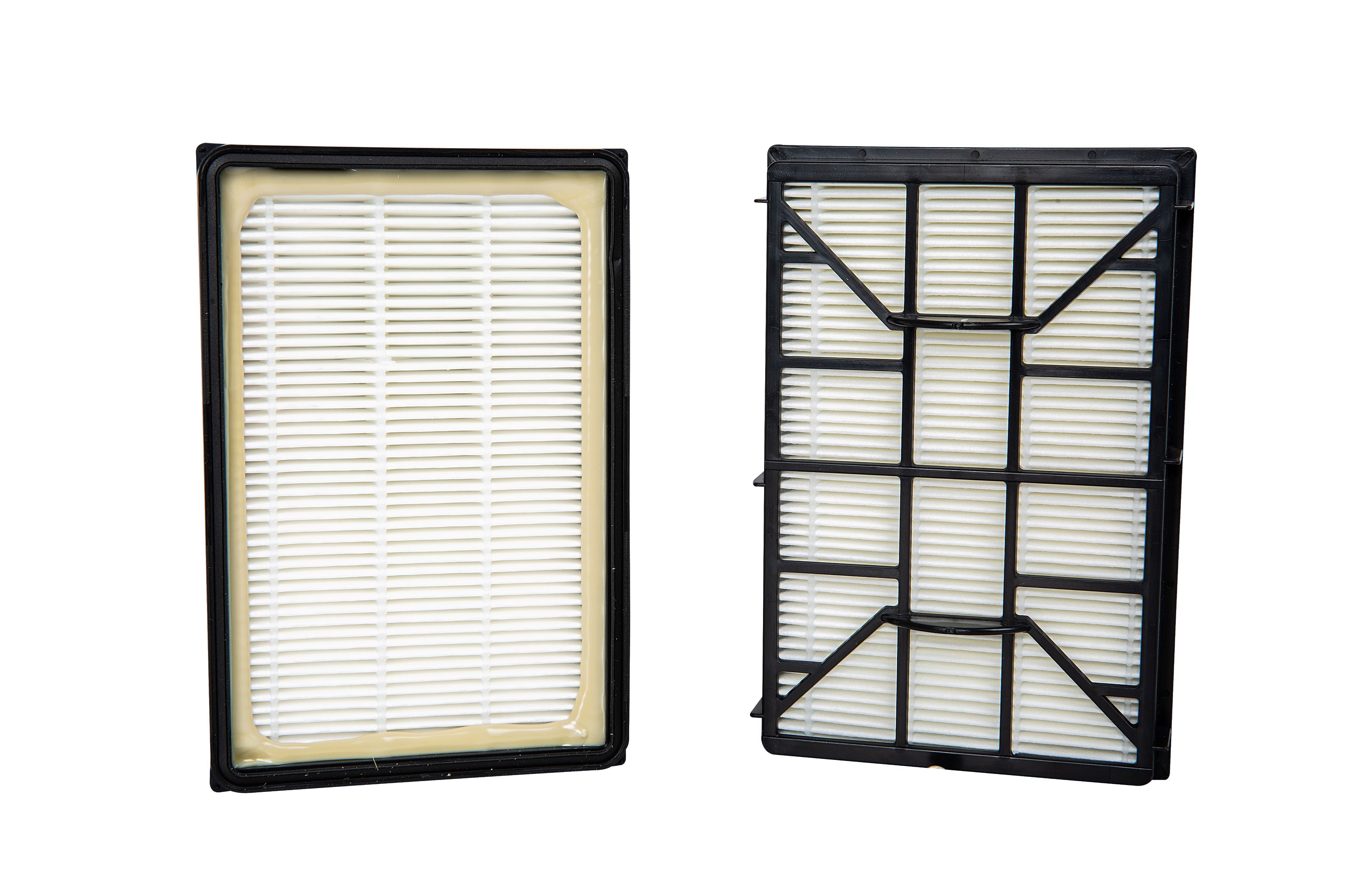 Two exhaust air filter for vacuum cleaners on a white background