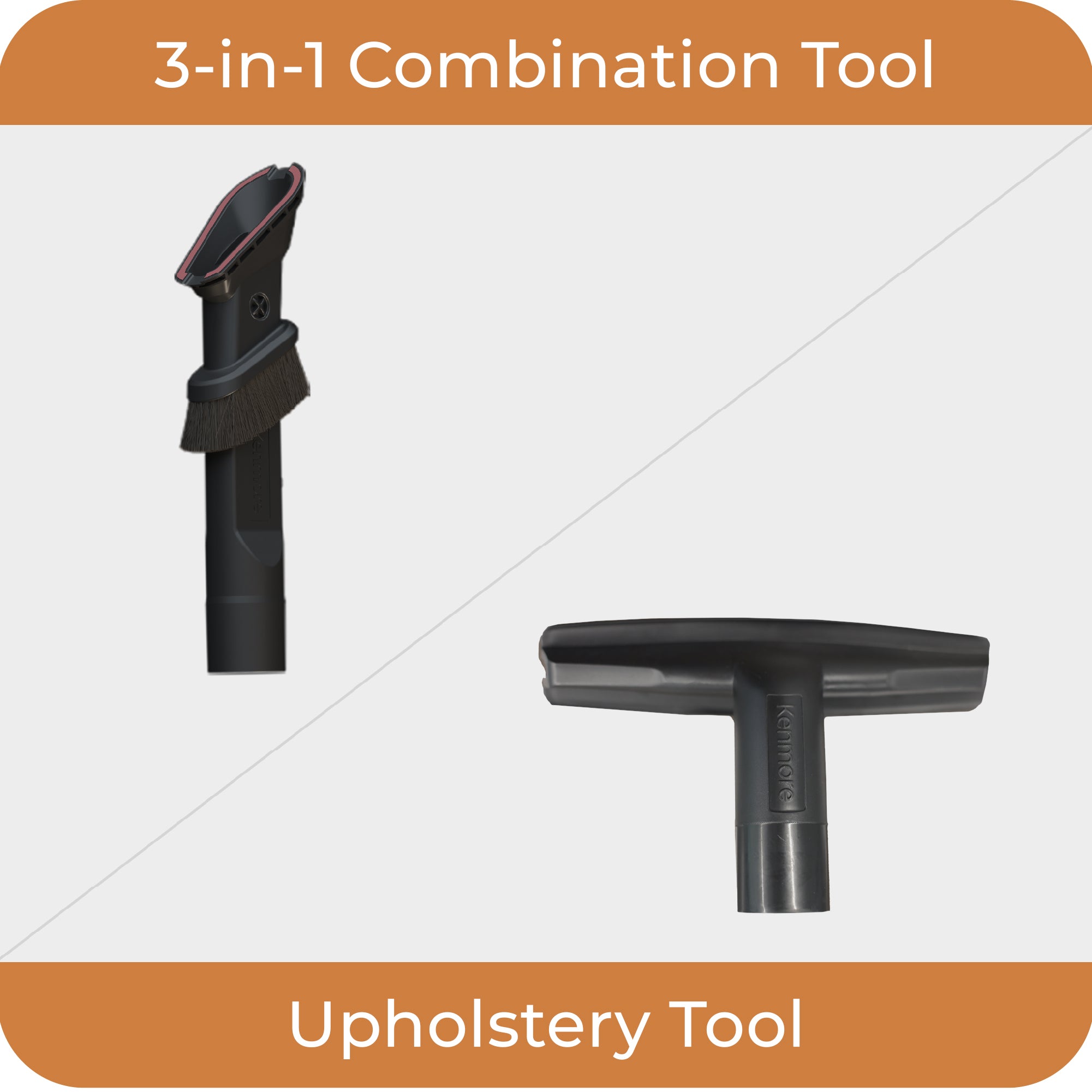 3-in-1 combination tool with upholstery tool on a white background