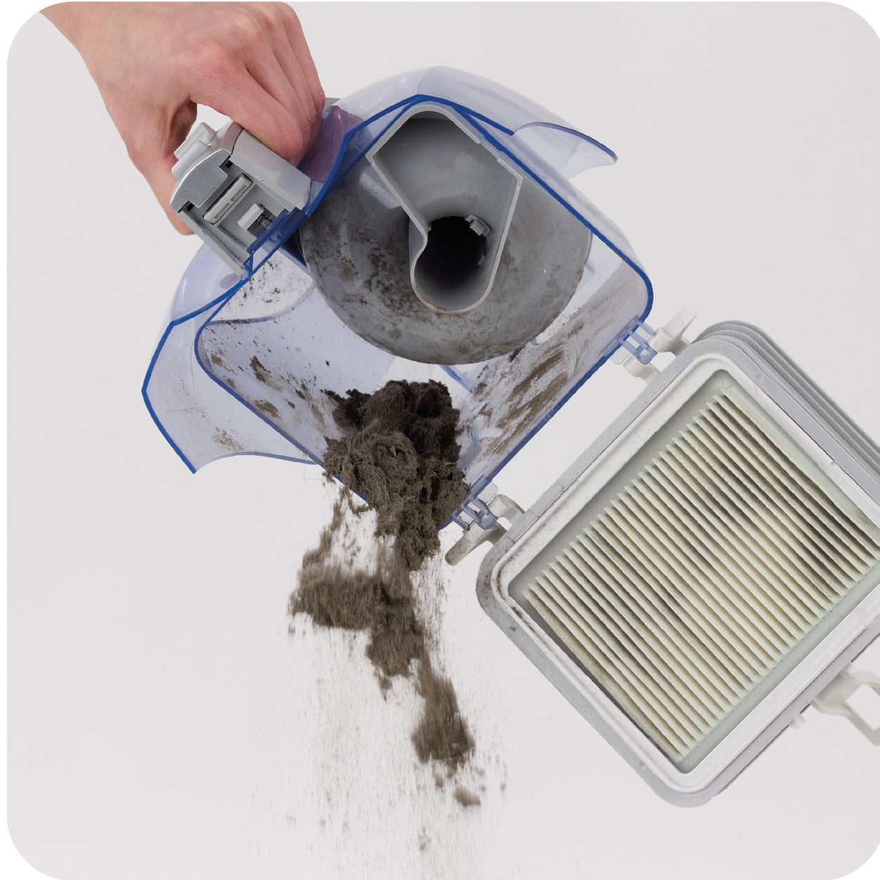 Canister vacuum dust cup emptying 