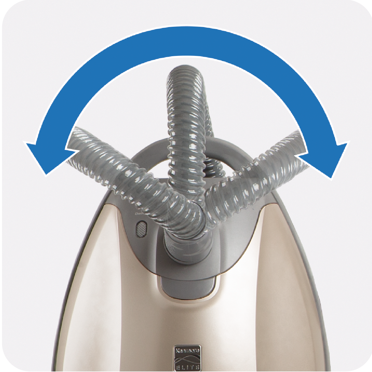 Illustration showing swivel feature of the hose.