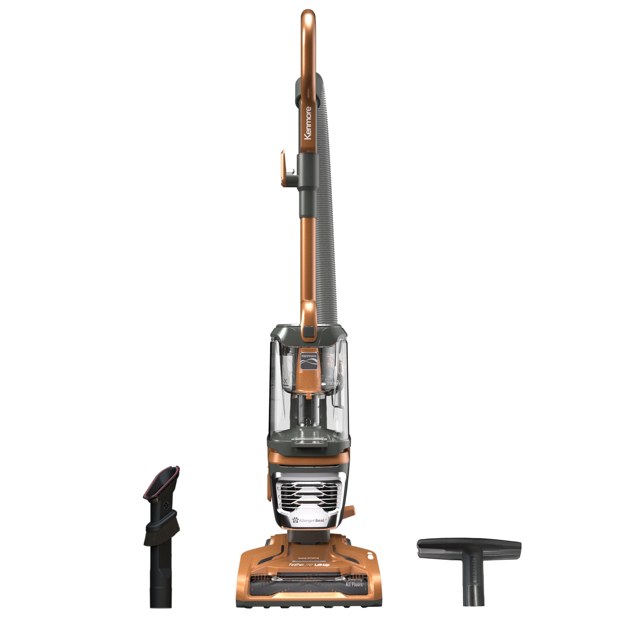 Kenmore vacuum cleaner with attachments on a white background