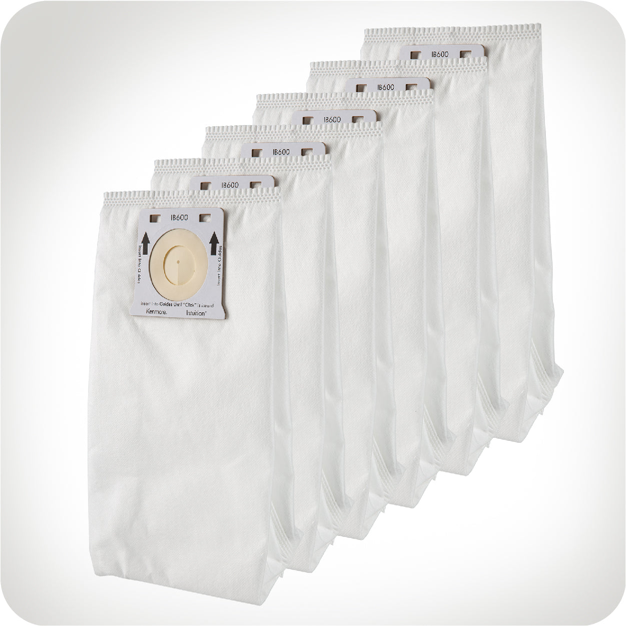 Set of white vacuum bags with a label on a white background